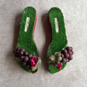 Stylish Green and Purple Sandals with Grape Details